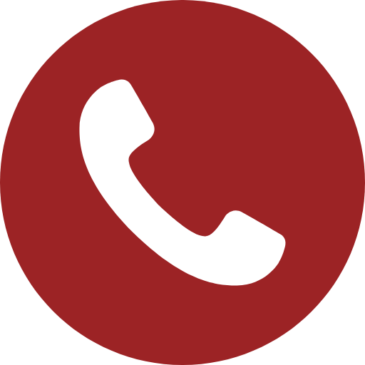 Icono de teléfono blanco sobre fondo circular rojo para pedir hamburguesas por teléfono en Yogui Burger, Torrejón de Ardoz.